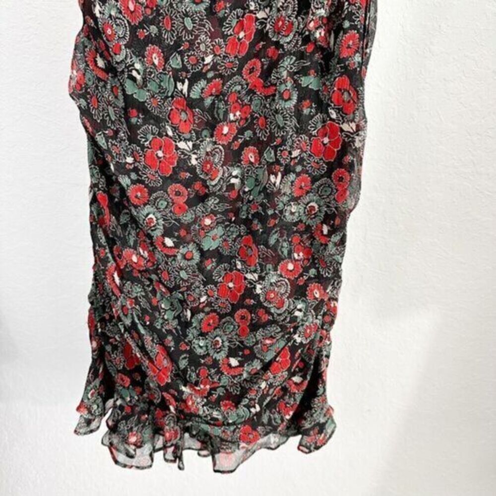 Veronica Beard Ballard‎ Silk One Shoulder Floral Ruffle Dress Black Red Size 8 - Picture 10 of 13